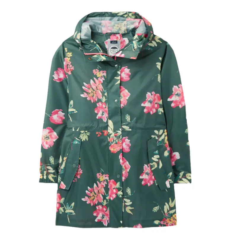 Joules green top floral raincoat